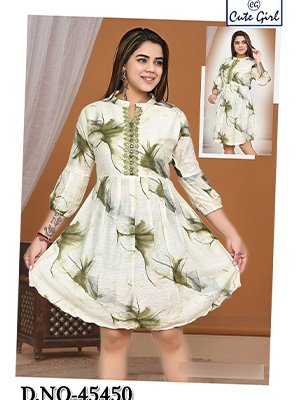 Women Cotton Blue Geometric Print Tunic